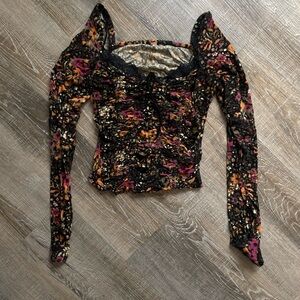 Free People Multicolor Floral Long Sleeve Blouse